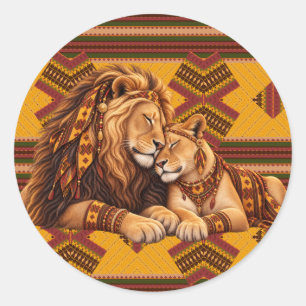 Sticker Rond Mariage de Lion Africain