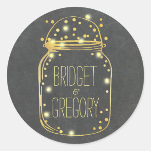 Sticker Rond Mariage de lucioles Mason Jar Confetti