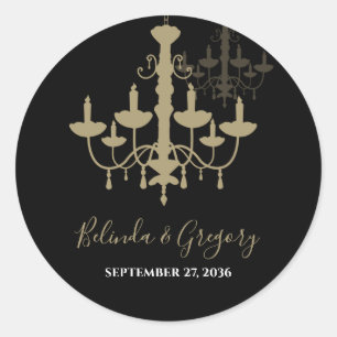 Sticker Rond Mariage de lustre en or noir