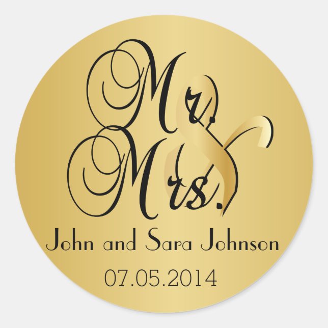 Sticker Rond Mariage de M. & Mme. | Personnaliser (Devant)