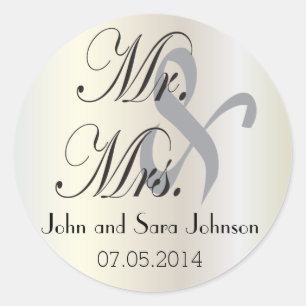 Sticker Rond Mariage de M. & Mme.   Personnaliser