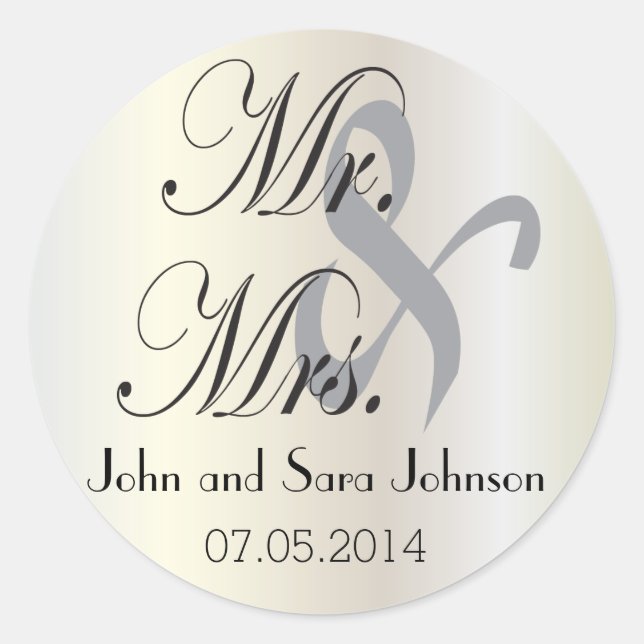 Sticker Rond Mariage de M. & Mme. | Personnaliser (Devant)
