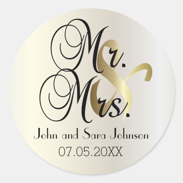 Sticker Rond Mariage de M. & Mme. | Personnaliser (Devant)