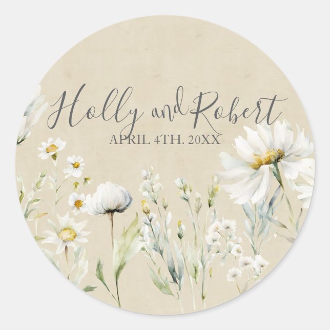 Sticker Rond Mariage de marguerite (Devant)