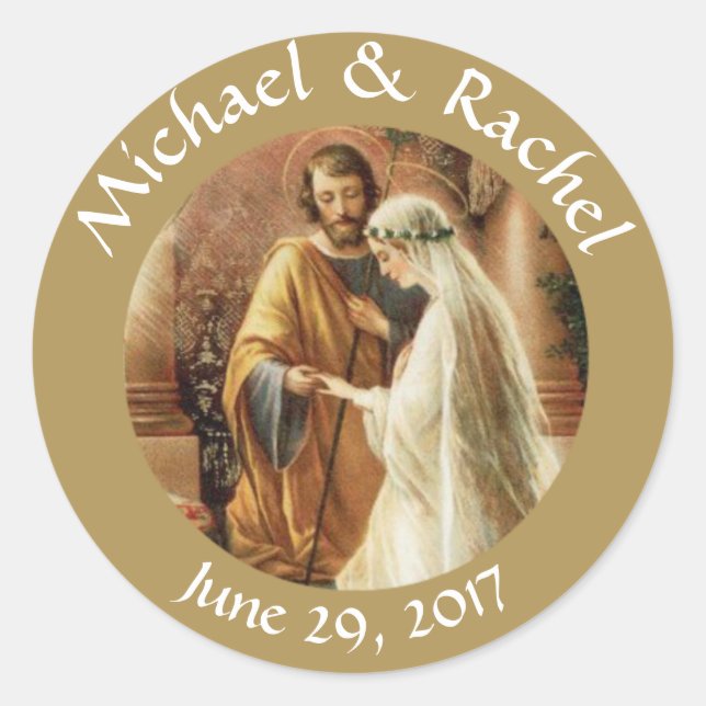 Sticker Rond Mariage de mariée catholique Faveurs (Devant)