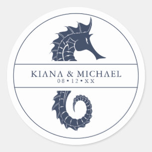 Sticker Rond Mariage de mer Blue Wave Navy/Wht ID836