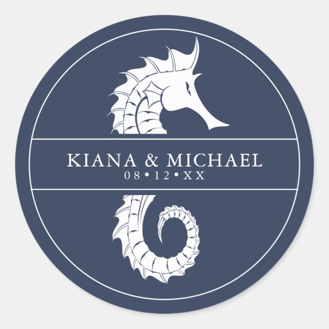 Sticker Rond Mariage de mer Blue Wave Wht/Navy ID836 (Devant)