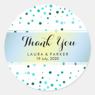 Sticker Rond Mariage de Merci de Parties scintillant bleu Confe