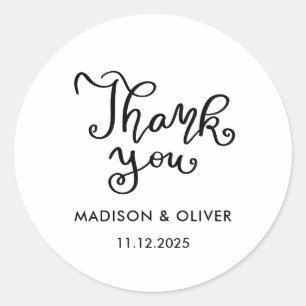 Sticker Rond Mariage de Merci de script décontracté