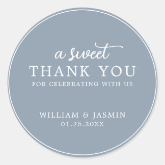 Sticker Rond Mariage de Merci doux bleu foncé moderne