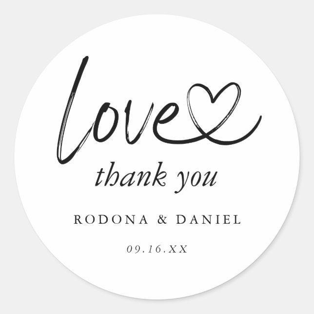 Sticker Rond Mariage de Merci minimaliste moderne (Devant)