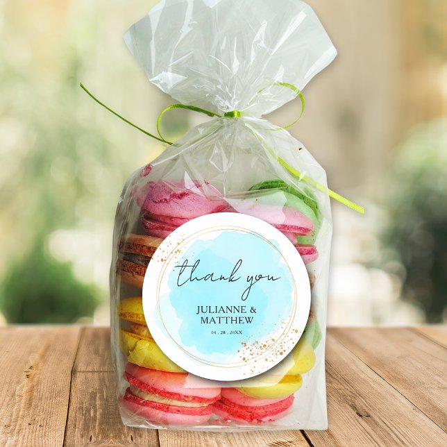 Sticker Rond Mariage de Merci turquoise moderne (Créateur téléchargé)