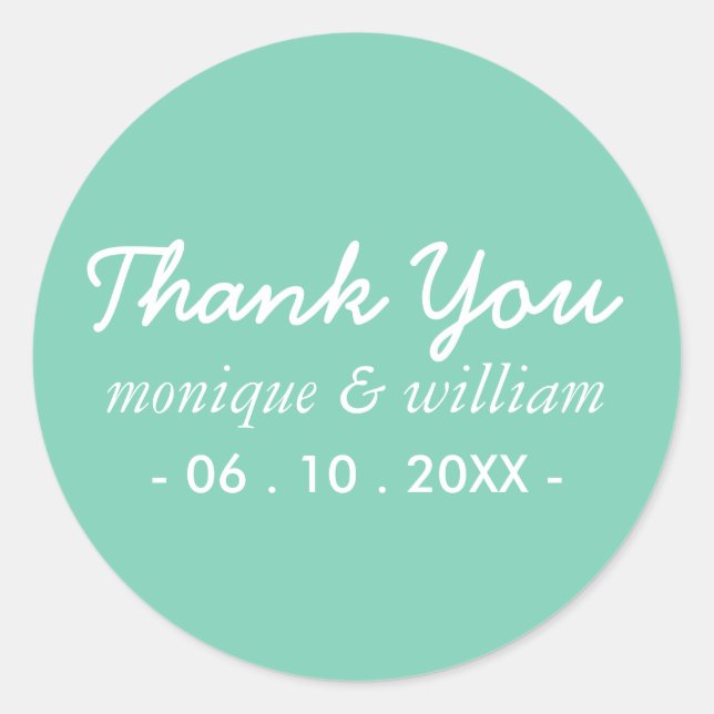 Sticker Rond Mariage de Merci Turquoise moderne (Devant)