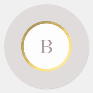 Sticker Rond Mariage de monogramme circulaire Taupe et Gold Foi