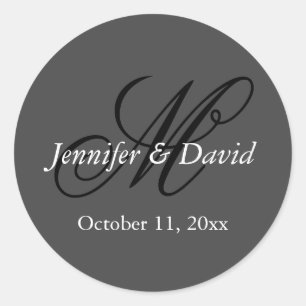 Sticker Rond Mariage de monogramme de calligraphie attirant