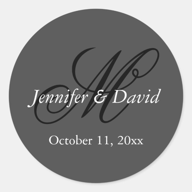 Sticker Rond Mariage de monogramme de calligraphie attirant (Devant)