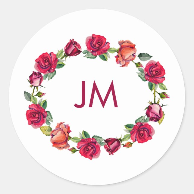 Sticker Rond Mariage de monogramme de germe d'automne (Devant)
