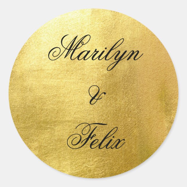 Sticker Rond Mariage de monogramme en or métallisé (Devant)