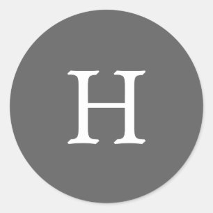 Sticker Rond Mariage de monogramme gris simple