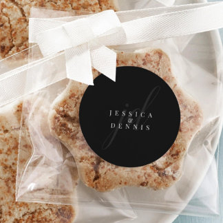 Sticker Rond Mariage de monogramme minimaliste moderne