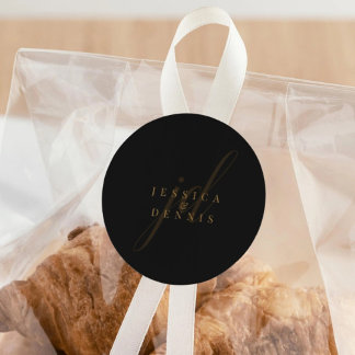 Sticker Rond Mariage de monogramme minimaliste moderne