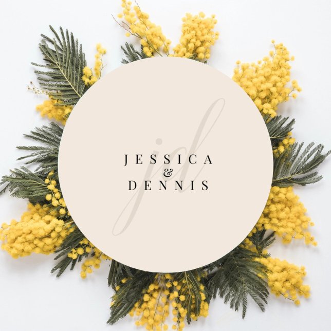 Sticker Rond Mariage de monogramme minimaliste moderne (Créateur téléchargé)