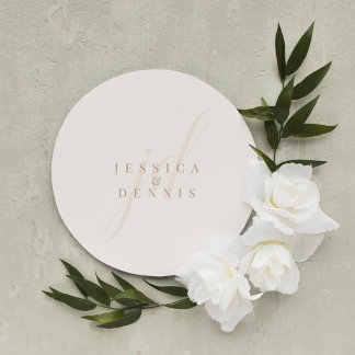 Sticker Rond Mariage de monogramme minimaliste moderne
