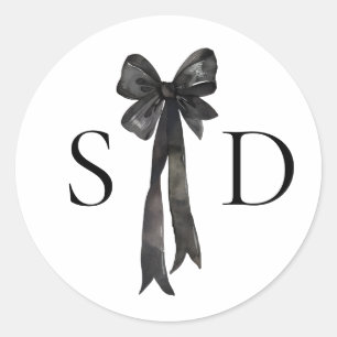 Sticker Rond Mariage de monogramme noir et blanc