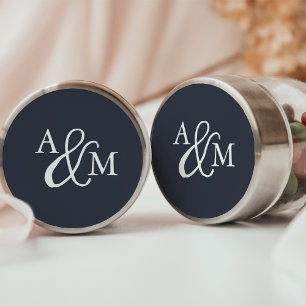 Sticker Rond Mariage de monogramme noir et blanc