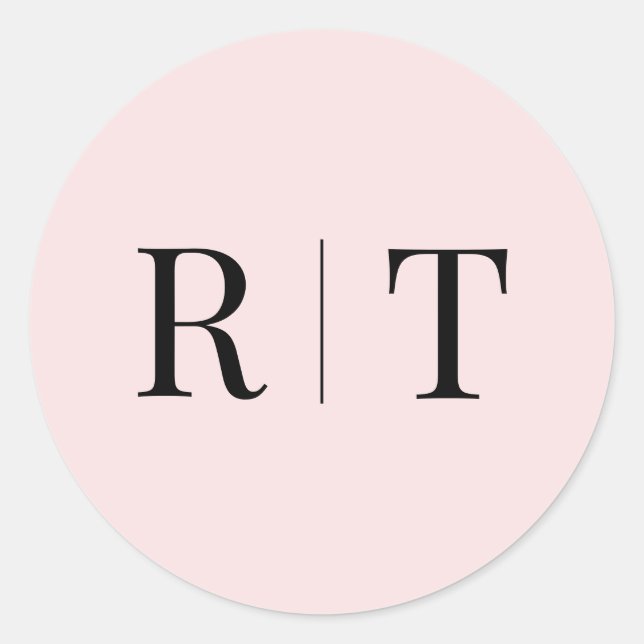 Sticker Rond Mariage de monogramme rose élégant (Devant)