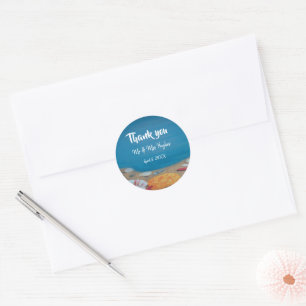 Sticker Rond Mariage de Nautical Beach merci