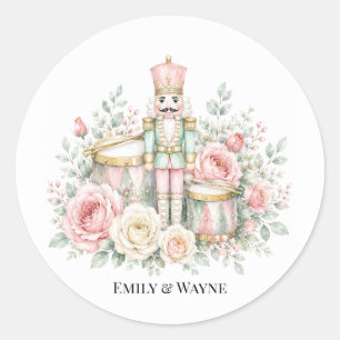 Sticker Rond Mariage de Noël Casse-Noisette Pastel