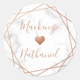 Sticker Rond Mariage de noms personnalisés Coeur de marbre géom