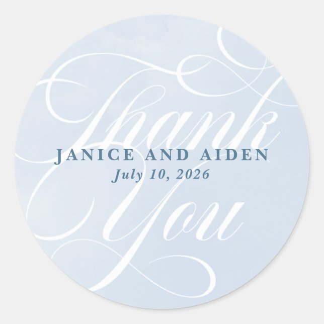 Sticker Rond Mariage de nuage d'aquarelle bleu enchantant (Devant)