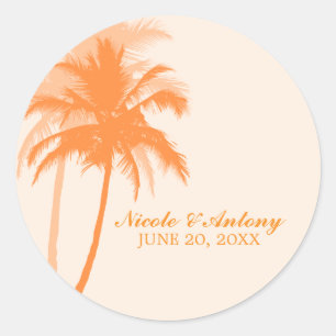 Sticker Rond Mariage de palmiers oranges