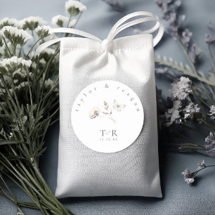 Sticker Rond Mariage de papillon Fleur sauvage Delicate ID1102