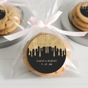 Sticker Rond Mariage de Parties scintillant Black & Gold