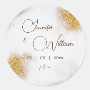 Sticker Rond Mariage de Parties scintillant d'or Abstraite Wate