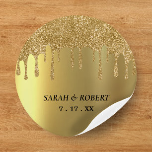 Sticker Rond Mariage de Parties scintillant Gold