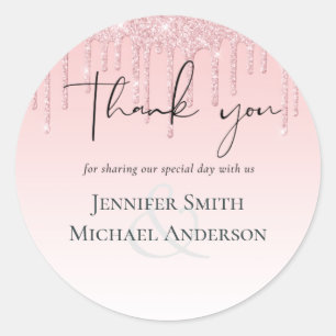 Sticker Rond MARIAGE de Parties scintillant rose