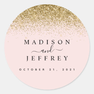 Sticker Rond Mariage de Parties scintillant rose et or