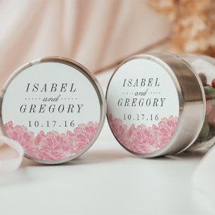 Sticker Rond Mariage de pivoines roses
