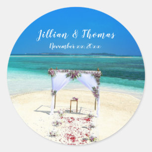 Sticker Rond Mariage de plage de destination