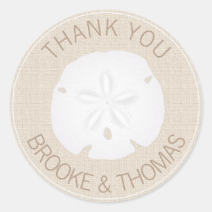 Sticker Rond Mariage de plage Dollar de sable Coquillages