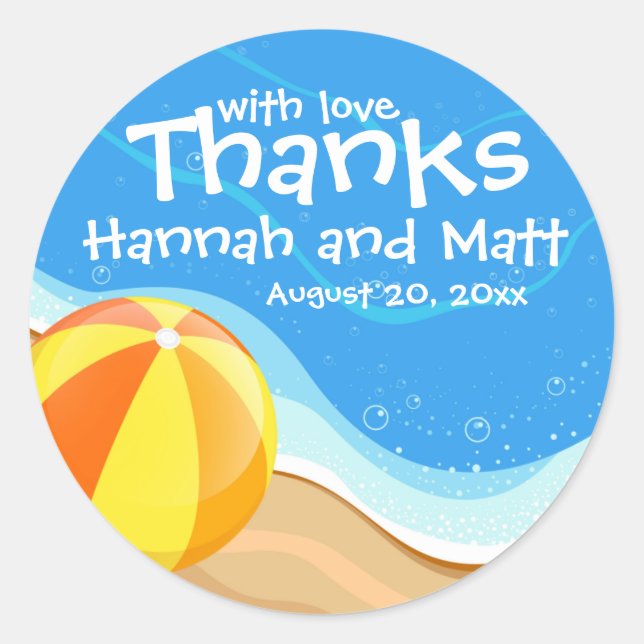 Sticker Rond Mariage de plage Mariage personnalisé Favoriser le (Devant)