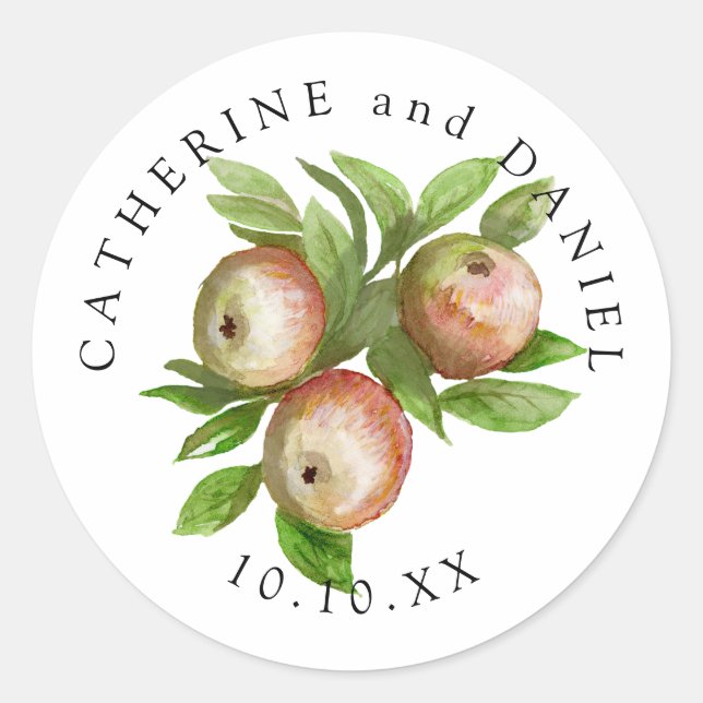 Sticker Rond mariage de pommes aquarelles (Devant)