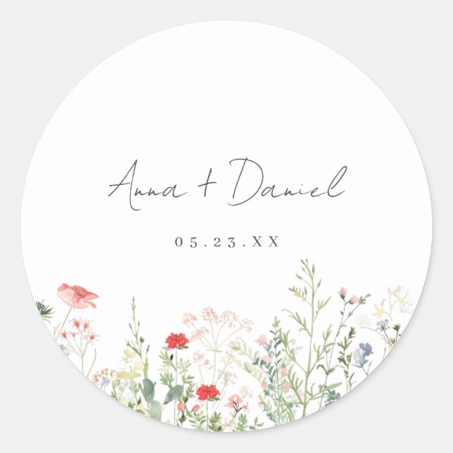 Sticker Rond Mariage de prairie fleur sauvage (Devant)