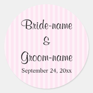 Sticker Rond Mariage de rayures rose clair