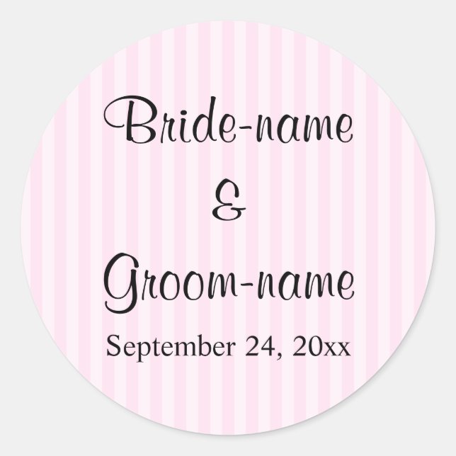 Sticker Rond Mariage de rayures rose clair (Devant)
