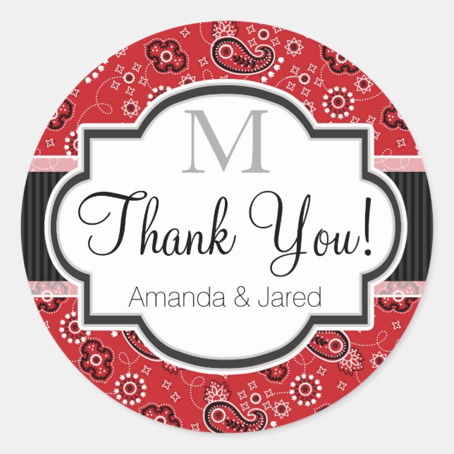 Sticker Rond Mariage de Red Country Paisley (Devant)